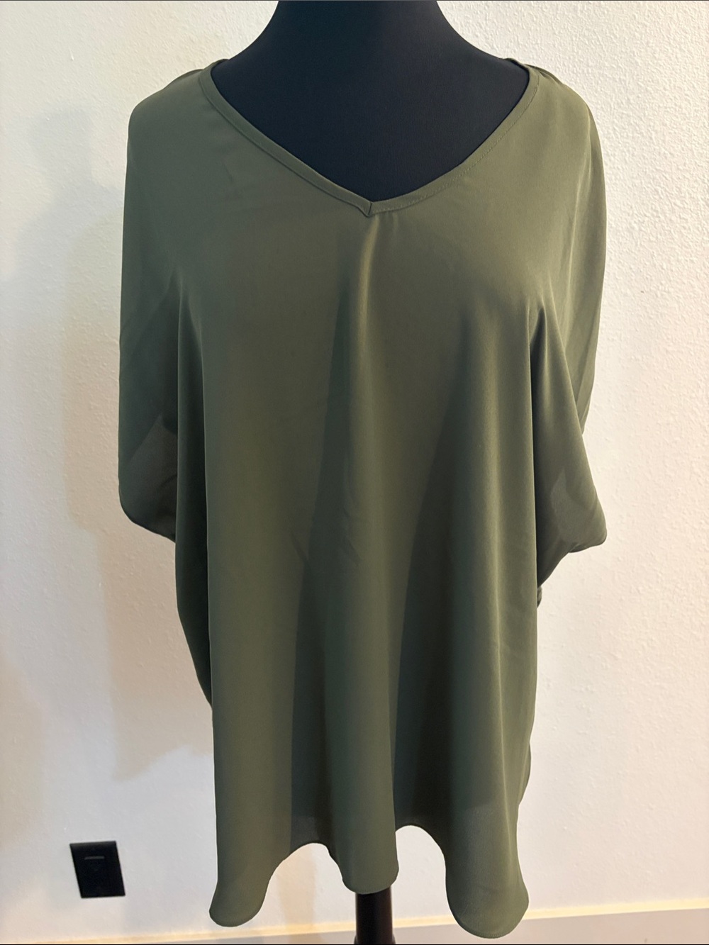 Olive Green Women's V-Neck Blouse - Philosophy